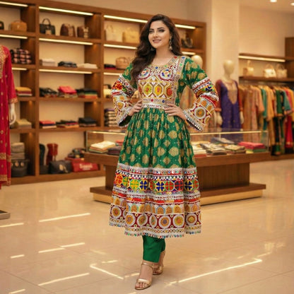 Authentic Afghan Kuchi Dress with Heavy Multicolor Tribal Embroidery Afghan Dastan