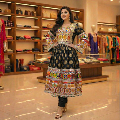 Authentic Afghan Kuchi Dress with Heavy Multicolor Tribal Embroidery Afghan Dastan