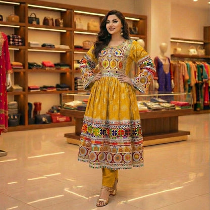 Authentic Afghan Kuchi Dress with Heavy Multicolor Tribal Embroidery Afghan Dastan