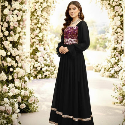 Afghan Kuchi Dress with Mirror Work & Balloon Sleeves Afghan Dastan